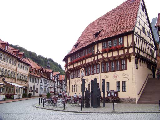 Der Marktplatz und das Rathaus von Stolberg